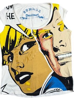 Desigual Kids White & Yellow Pop Art Graphic Tee